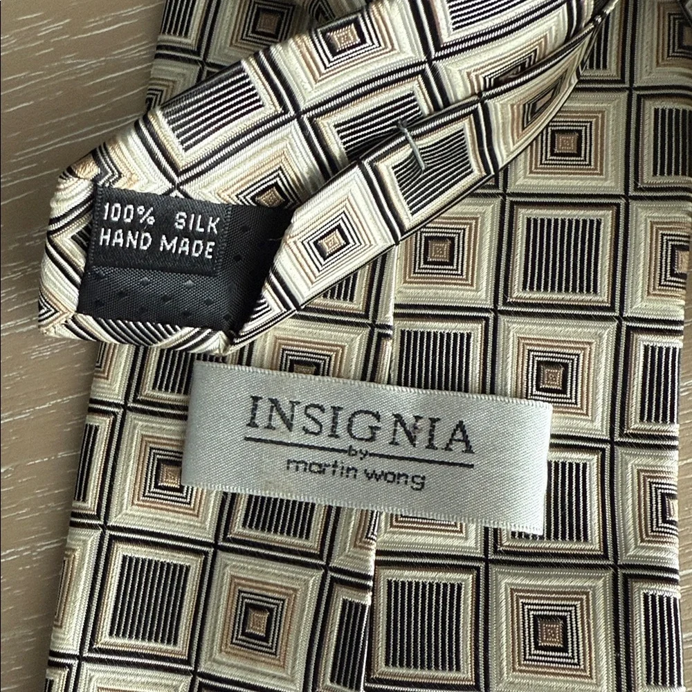 INSIGNIA Geometric Patterned Tie  By Martin Wong- Black, Gray, Cream